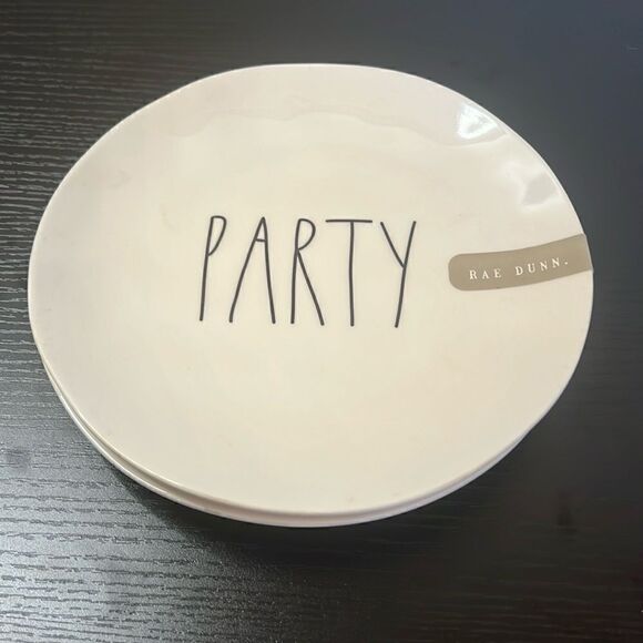 Rae Dunn Set of Two 8-Inch "PARTY" Melamine Salad Plates - Picture 1 of 4